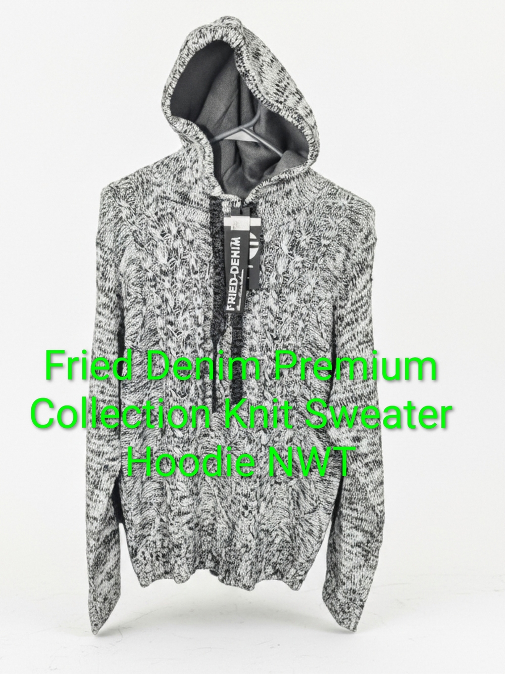 Fried Denim NYC Premium Collection Knit Sweater Hoodie Sz Large NWT